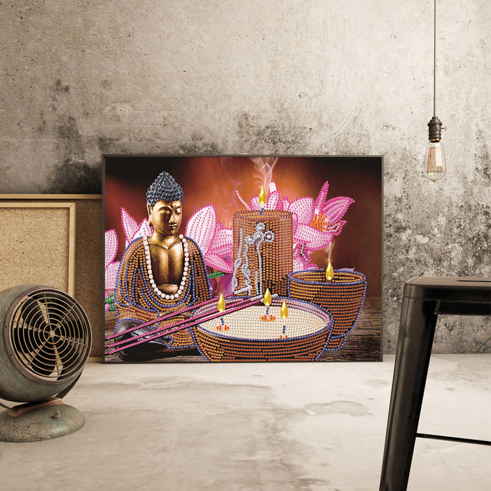 Lotus Statue - Special Shaped Drill Diamond Paiting 40*30CM