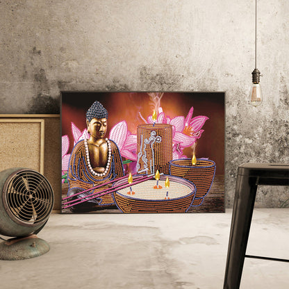 Lotus Statue - Special Shaped Drill Diamond Paiting 40*30CM