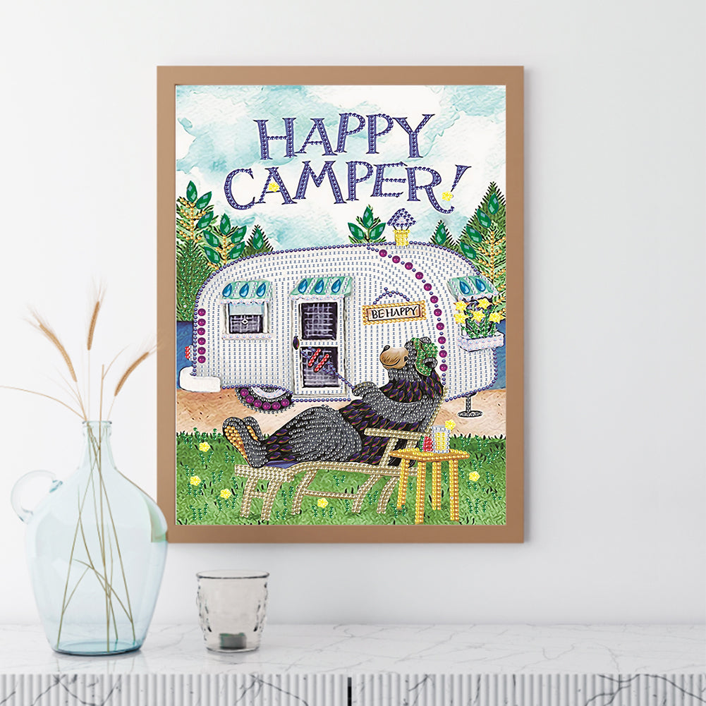 Happy Camping Bus - Special Shaped Drill Diamond Paiting 30*40CM