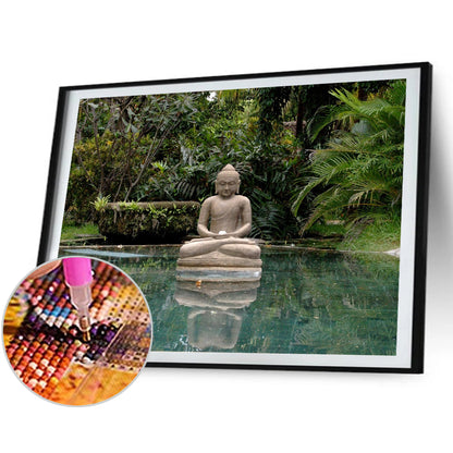 Sitting Buddha On The Lake - Full Round Drill Diamond Painting 40*30CM