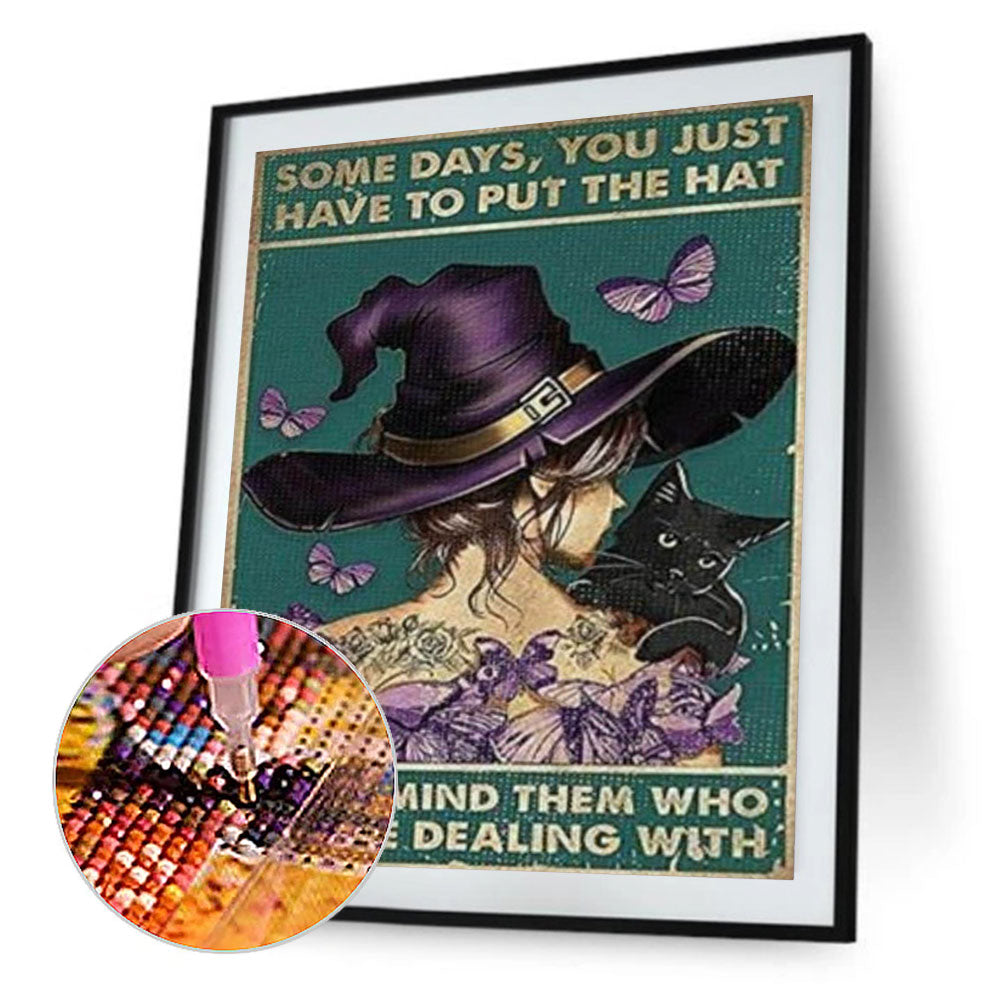 Halloween Witch Retro Poster - Full Round Drill Diamond Painting 30*45CM