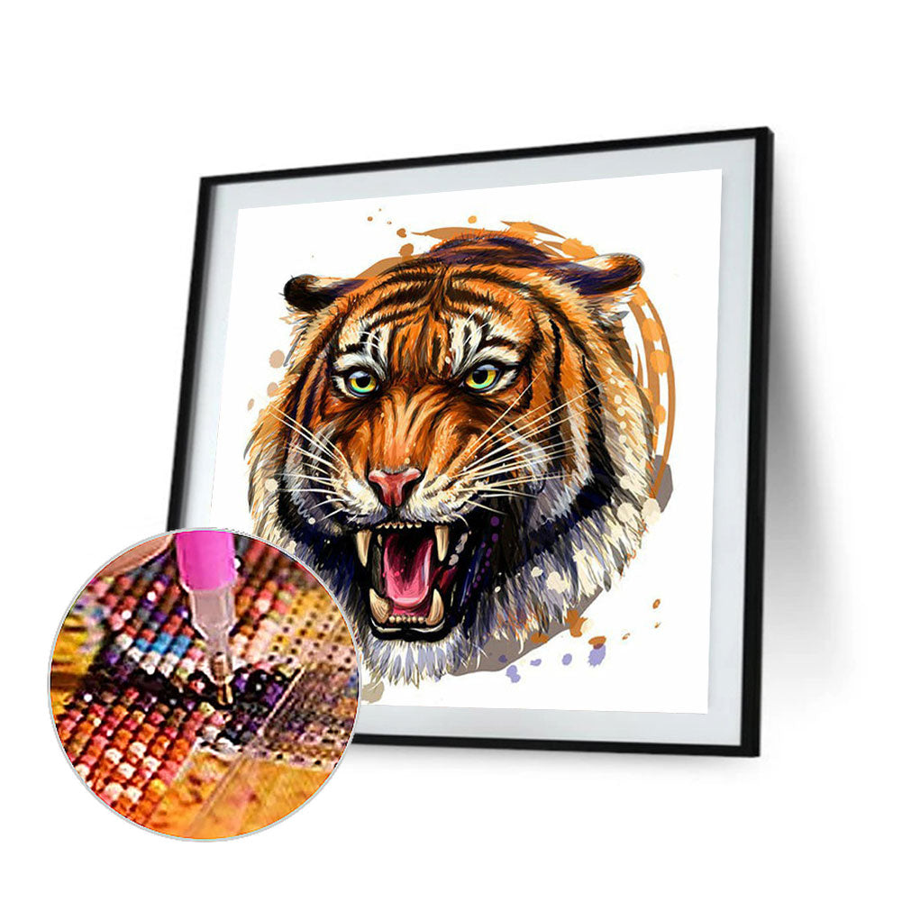 Roaring Tiger - Full Round Drill Diamond Painting 30*30CM