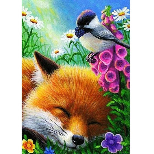 Sleeping Fox - Full Round Drill Diamond Painting 30*40CM