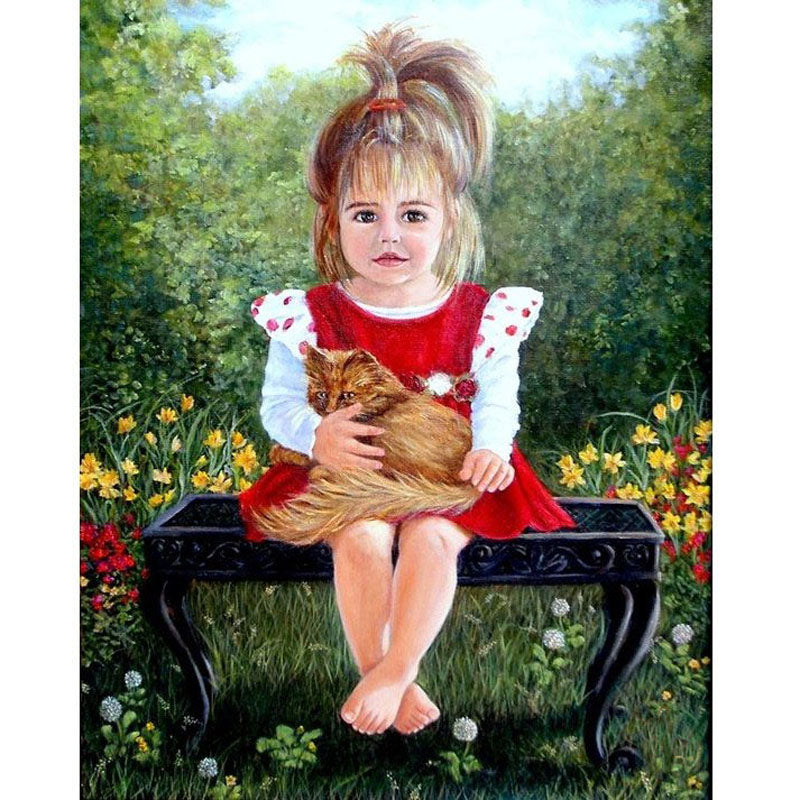 Ponytail Girl - Full Round Drill Diamond Painting 30*40CM