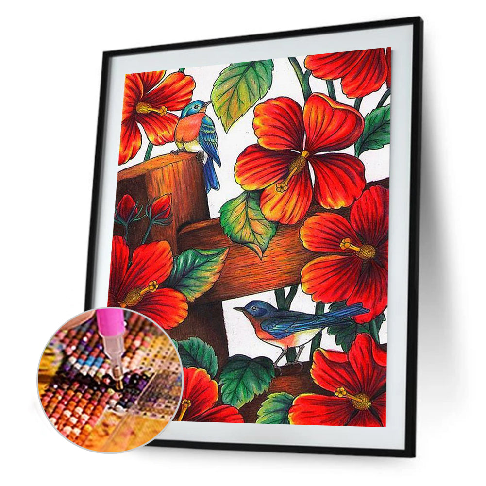 Birds And Flowers - Full Round Drill Diamond Painting 30*40CM