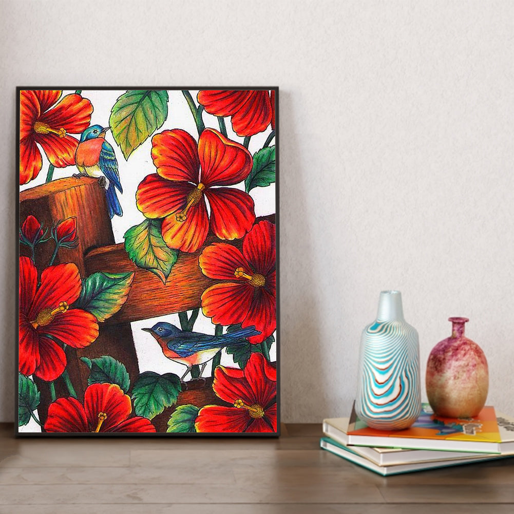 Birds And Flowers - Full Round Drill Diamond Painting 30*40CM