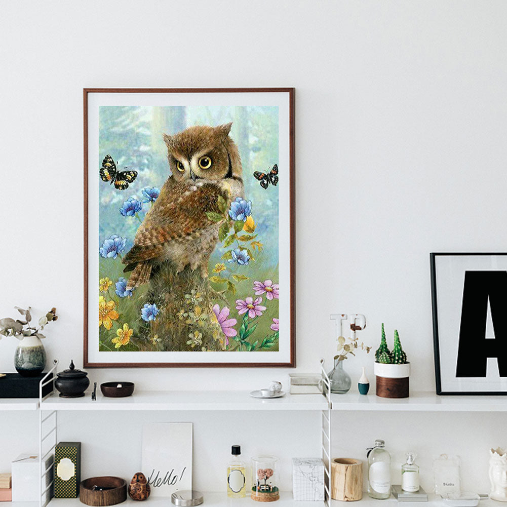 Butterfly Owl - Full Round Drill Diamond Painting 40*50CM