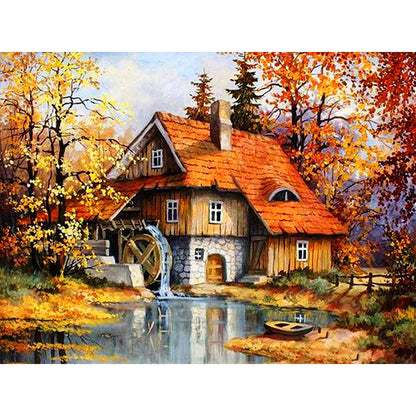 Autumn Forest Scenery - Full Square Drill Diamond Painting 40*30CM