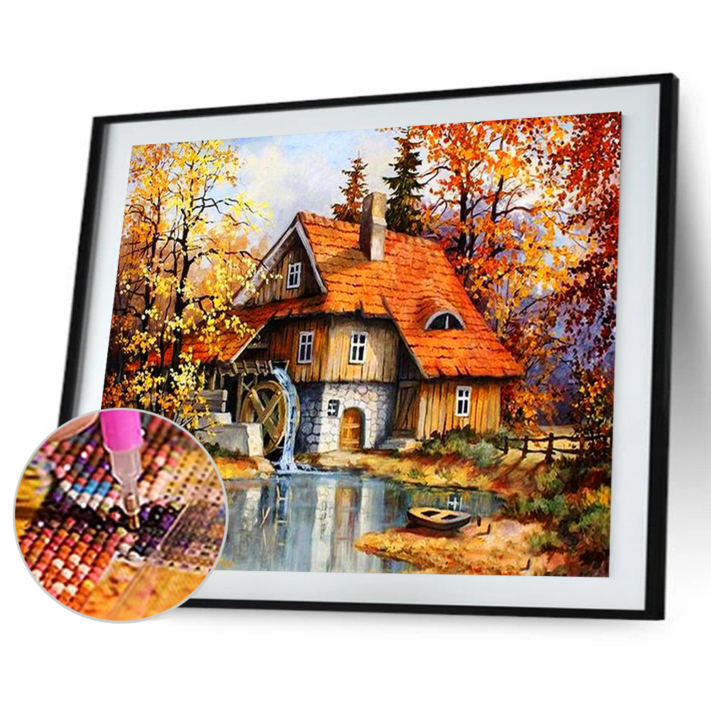 Autumn Forest Scenery - Full Square Drill Diamond Painting 40*30CM