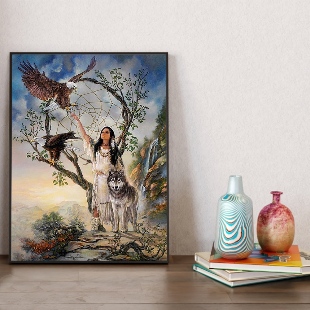 Girl And Wolf - Full Square Drill Diamond Painting 30*40CM