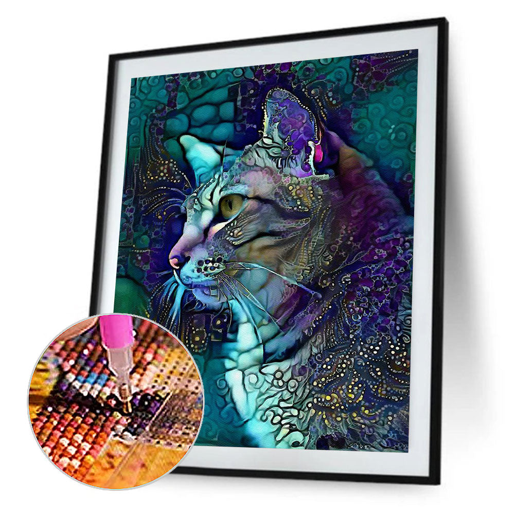 Psychedelic Cat - Full Round Drill Diamond Painting 40*50CM