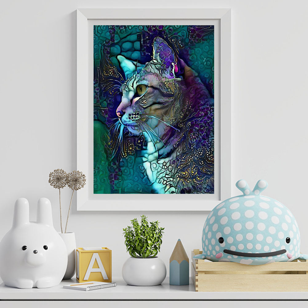 Psychedelic Cat - Full Round Drill Diamond Painting 40*50CM