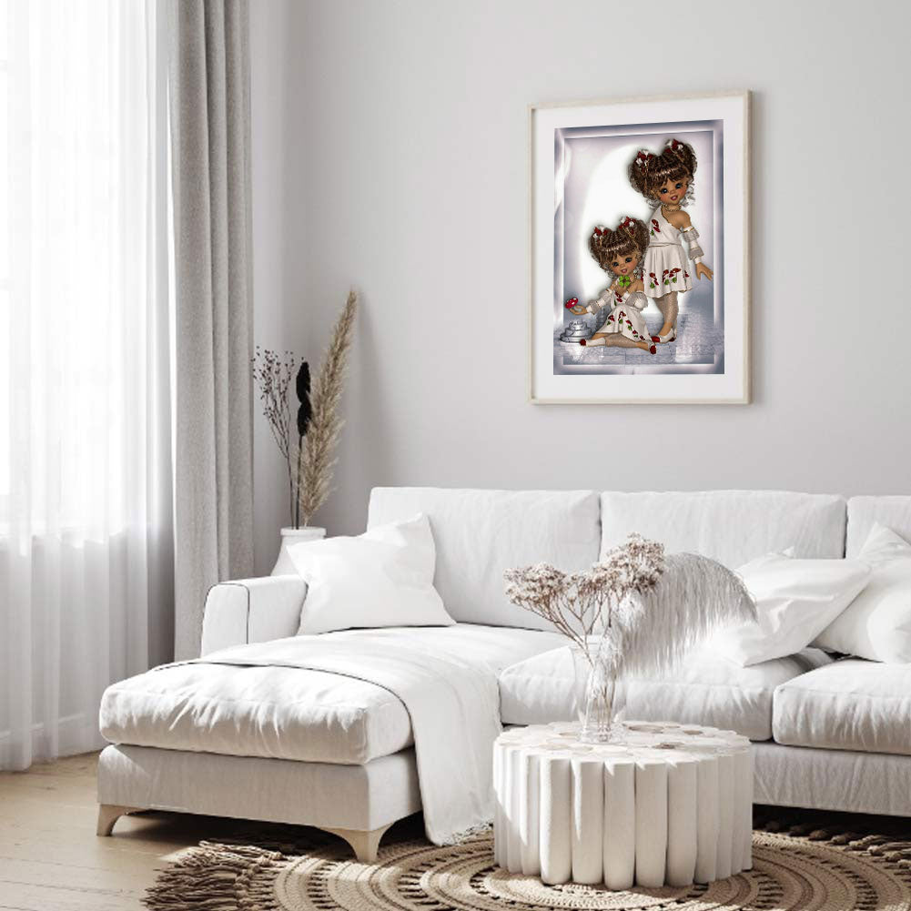 Twin Dolls - Full Round Drill Diamond Painting 40*50CM