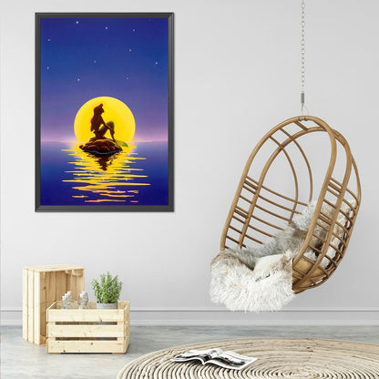 Mermaid Under The Moon - Full Round Drill Diamond Painting 40*60CM