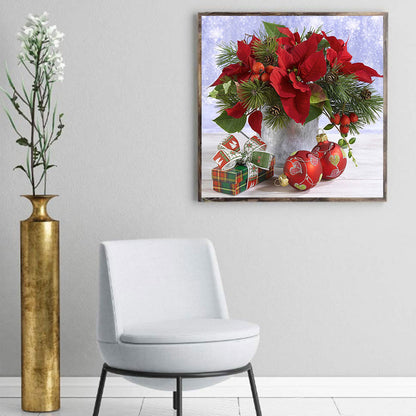 Christmas Poinsettia - Full Round Drill Diamond Painting 50*50CM