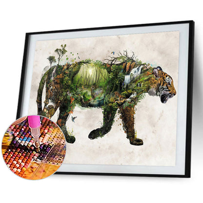 Tiger Forest - Full Round Drill Diamond Painting 60*50CM