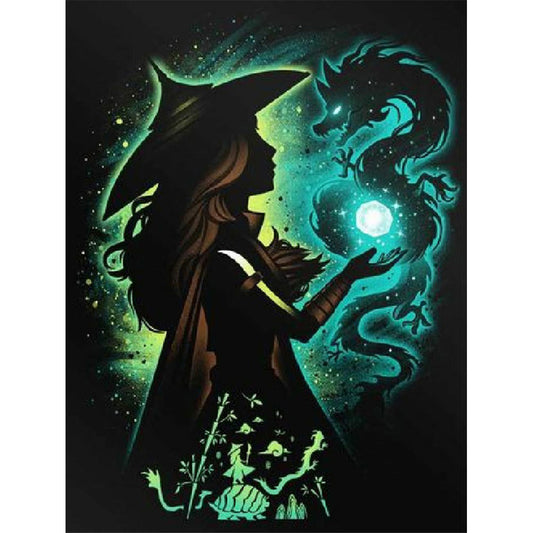 Princess Silhouette Wearing Witch Hat - Full Square Drill Diamond Painting 40*50CM