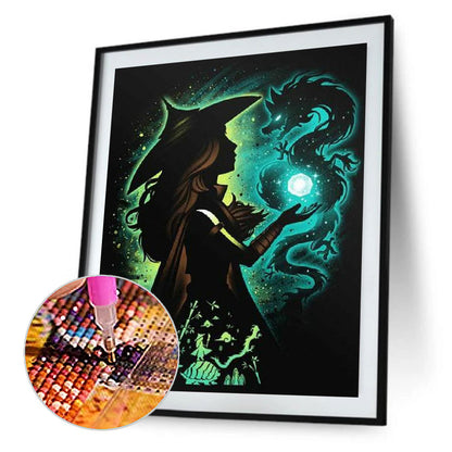 Princess Silhouette Wearing Witch Hat - Full Square Drill Diamond Painting 40*50CM