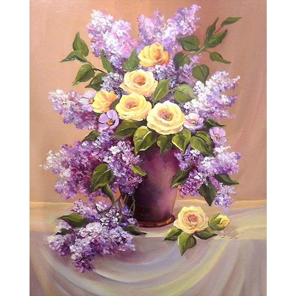 Lavender And Yellow Rose - Full Square Drill Diamond Painting 40*50CM