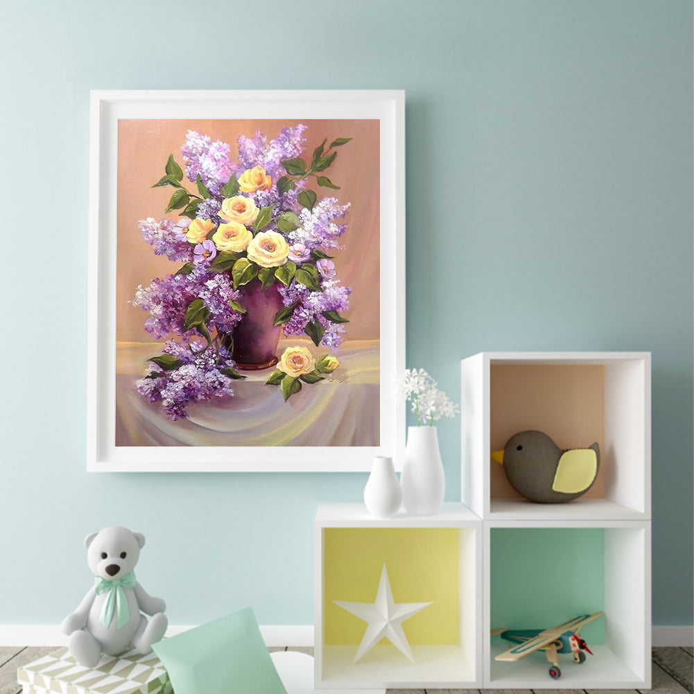 Lavender And Yellow Rose - Full Square Drill Diamond Painting 40*50CM