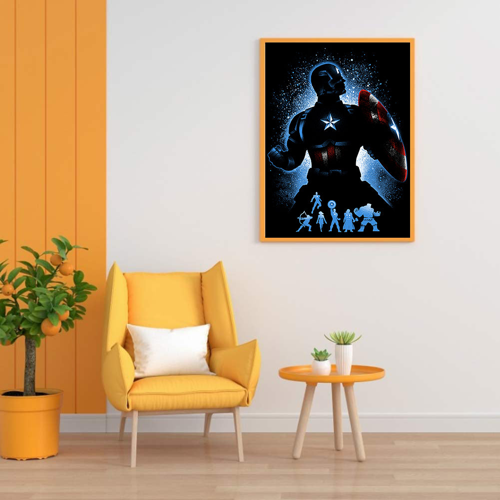 Captain America Silhouette - Full Round Drill Diamond Painting 30*40CM