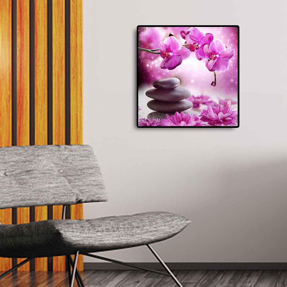 Phalaenopsis Zen Stone - Full Round Drill Diamond Painting 40*40CM