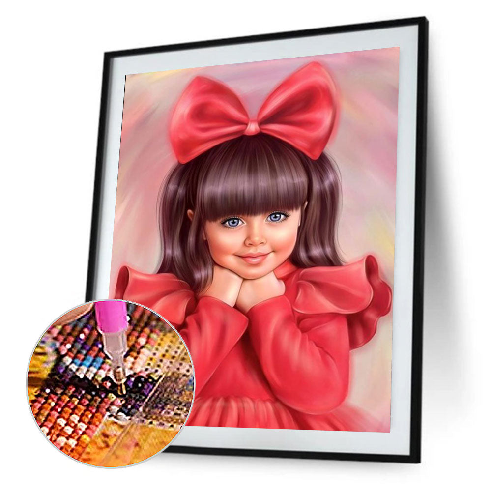 Girl With Bow - Full Round Drill Diamond Painting 30*40CM