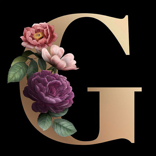 Dark Flower Letter G - Full Square Drill Diamond Painting 45*45CM