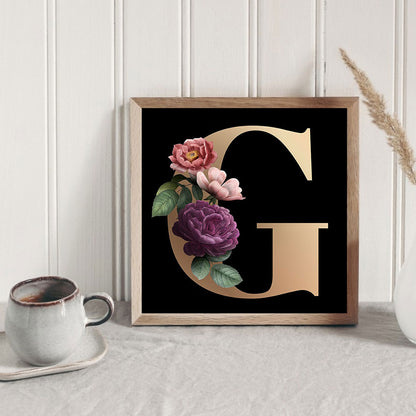 Dark Flower Letter G - Full Square Drill Diamond Painting 45*45CM