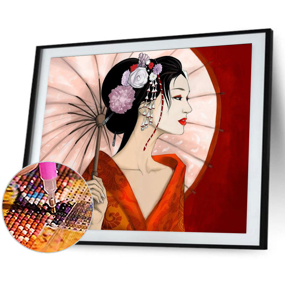 Japanese Woman - Full Round Drill Diamond Painting 40*30CM