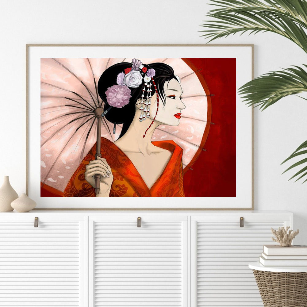 Japanese Woman - Full Round Drill Diamond Painting 40*30CM