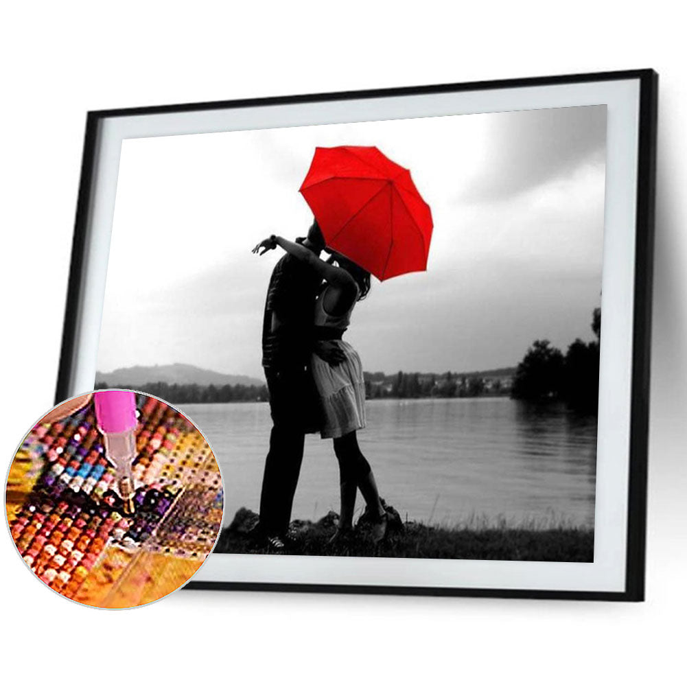 Couple Kissing By The Lake - Full Round Drill Diamond Painting 40*30CM