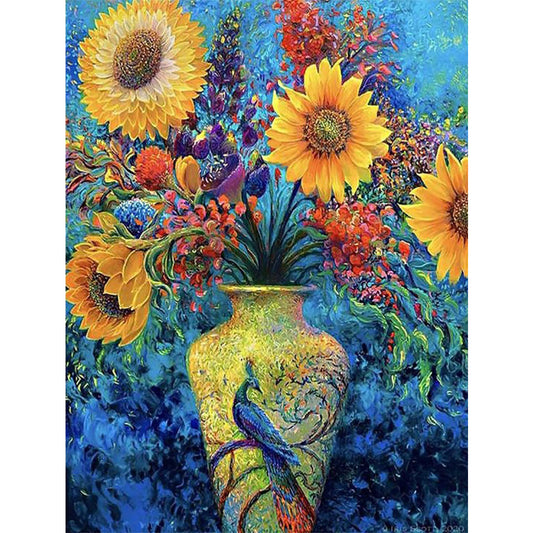 Sunflower Vase - Full Round Drill Diamond Painting 30*40CM