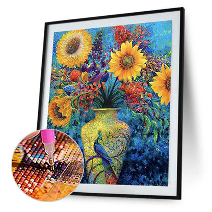 Sunflower Vase - Full Round Drill Diamond Painting 30*40CM