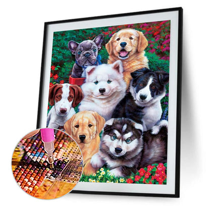 Puppy Party - Full Round Drill Diamond Painting 30*40CM