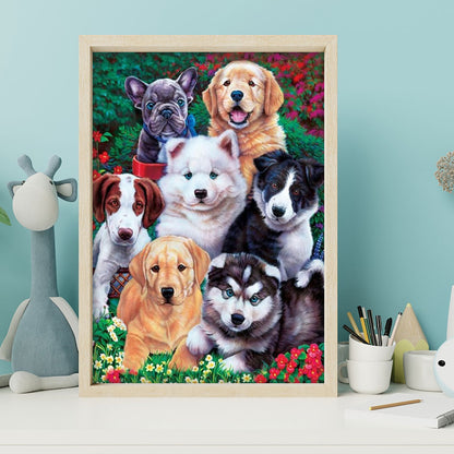 Puppy Party - Full Round Drill Diamond Painting 30*40CM