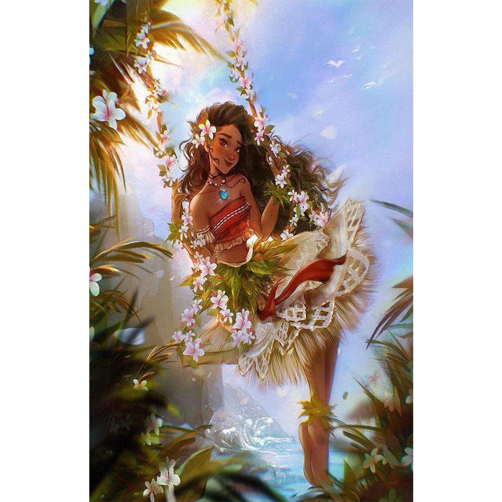 Girl On Swing - Full Round Drill Diamond Painting 40*60CM