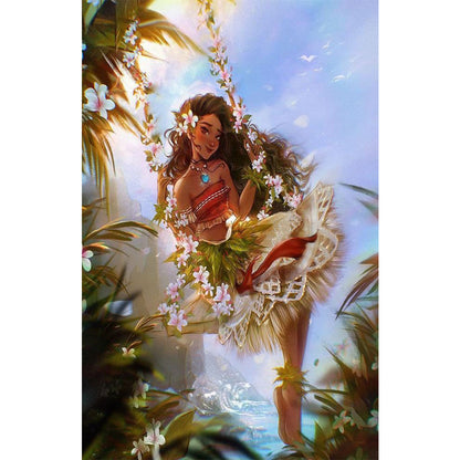 Girl On Swing - Full Round Drill Diamond Painting 40*60CM