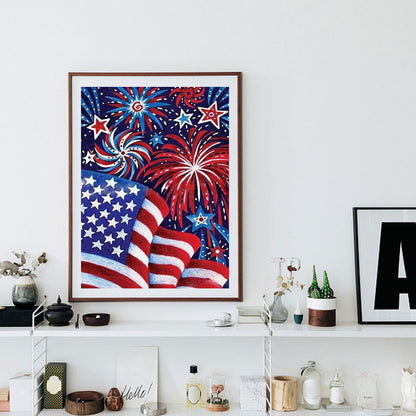 American Flag Fireworks - Full Round Drill Diamond Painting 50*60CM