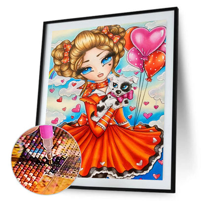 Red Skirt Girl - Full Round Drill Diamond Painting 35*45CM