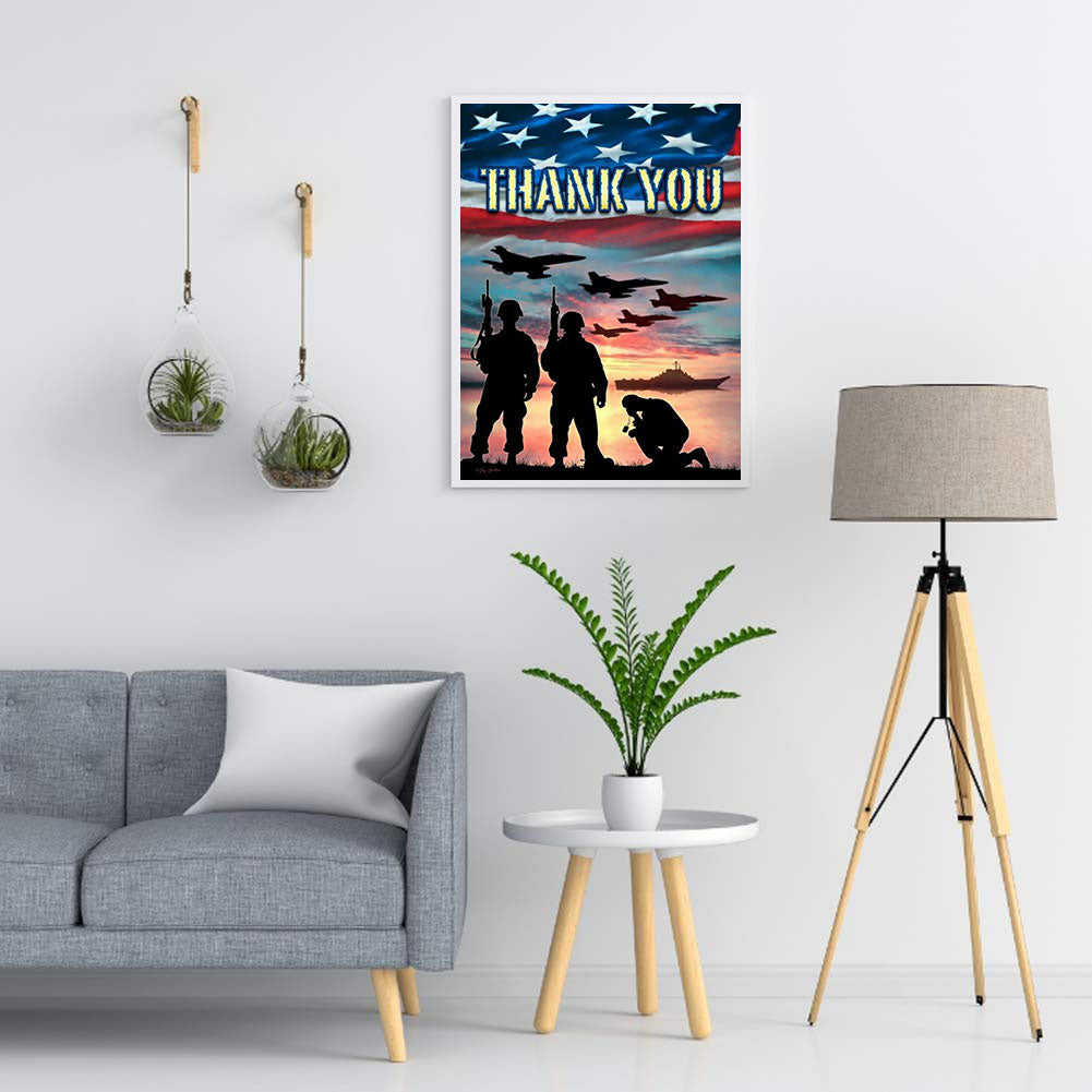 American Soldier Poster - Full Square Drill Diamond Painting 50*60CM