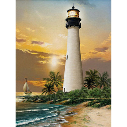 Seaside Lighthouse - Full Round Drill Diamond Painting 40*50CM