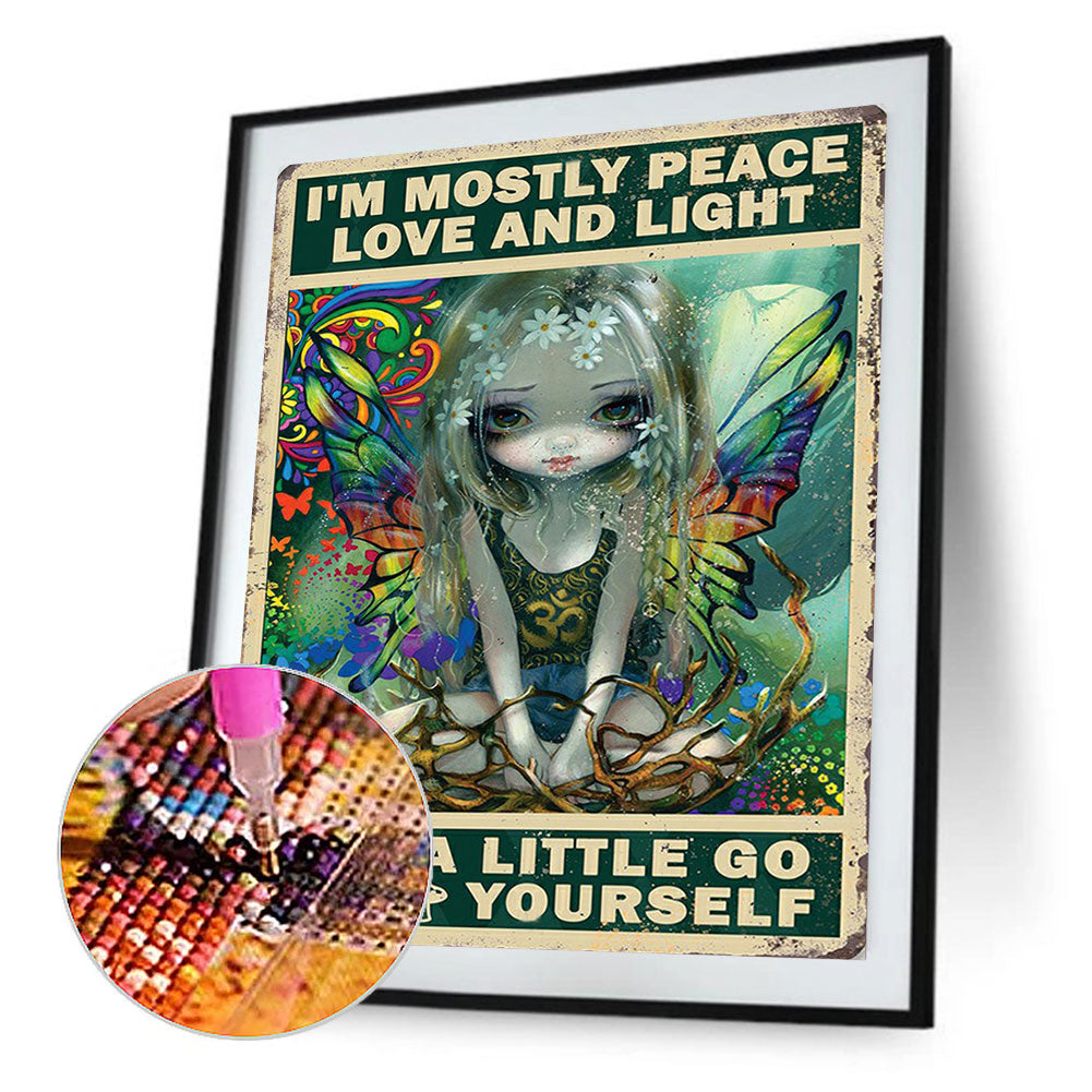 Big Eyes Doll English Poster Painting - Full Round Drill Diamond Painting 40*50CM