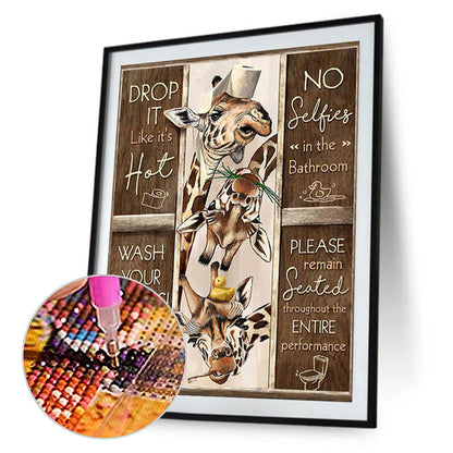 Three Giraffes Calligraphy - Full Round Drill Diamond Painting 45*60CM