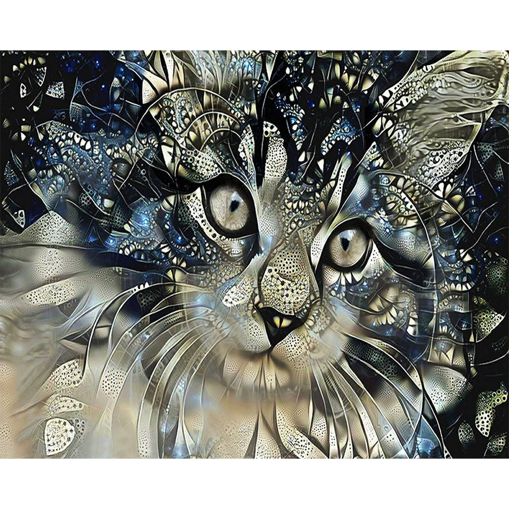 Psychedelic Cat - Full Round Drill Diamond Painting 60*50CM