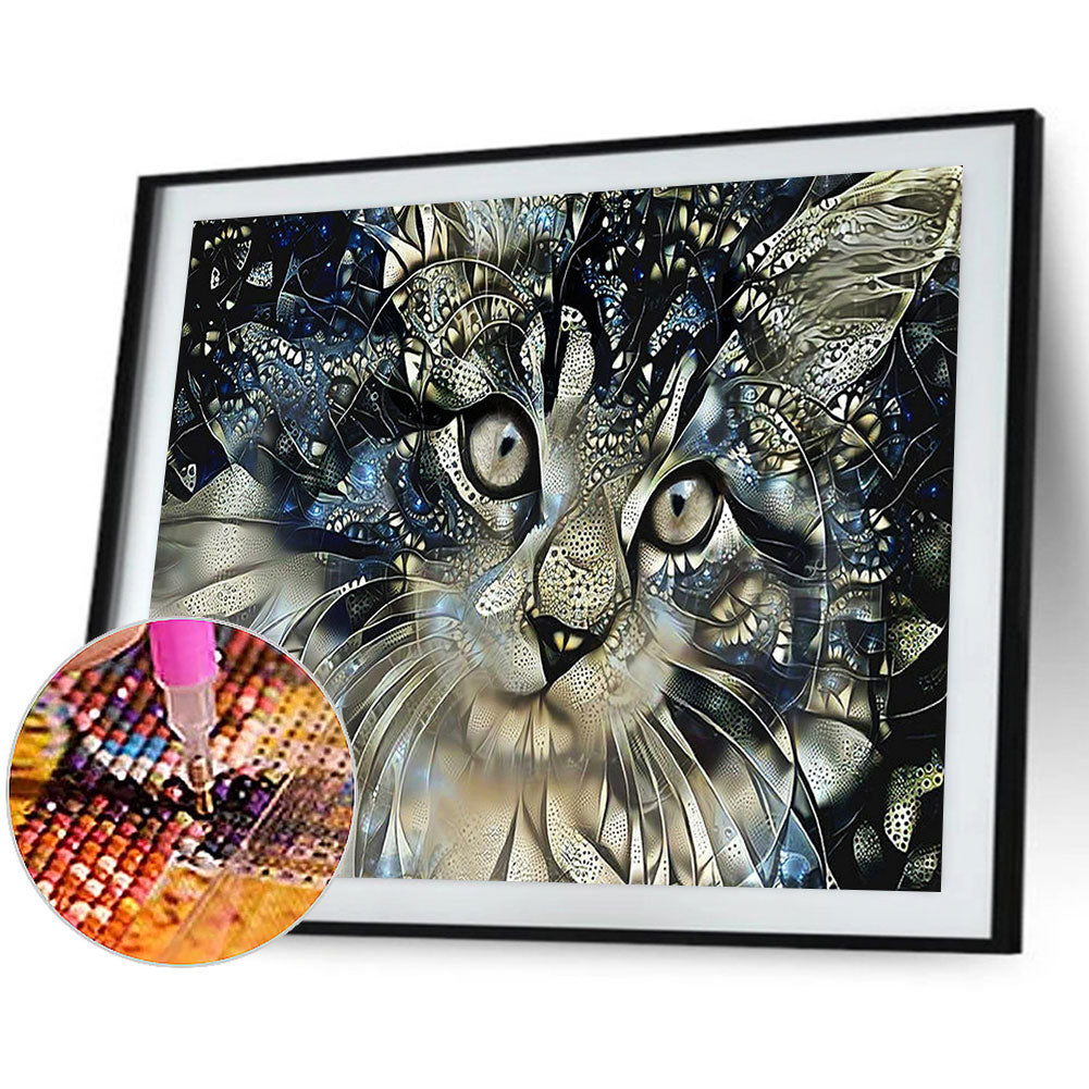 Psychedelic Cat - Full Round Drill Diamond Painting 60*50CM