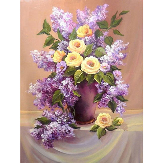 Table Top Violet Vase - Full Square Drill Diamond Painting 30*40CM