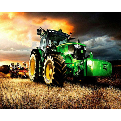 Farm Autumn Harvest Scene Harvester - Full Round Drill Diamond Painting 40*30CM