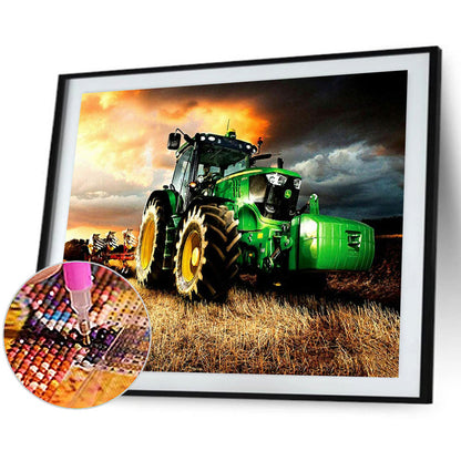 Farm Autumn Harvest Scene Harvester - Full Round Drill Diamond Painting 40*30CM