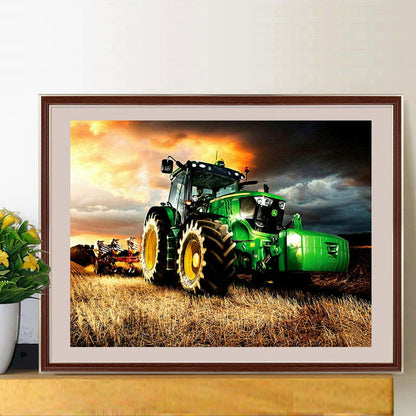 Farm Autumn Harvest Scene Harvester - Full Round Drill Diamond Painting 40*30CM